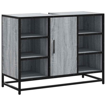 vidaXL Ντουλάπι Μπάνιου Νιπτήρα Γκρι Sonoma 80x33x60cm Επεξ. Ξύλο