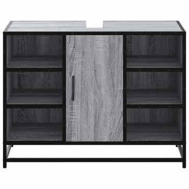 vidaXL Ντουλάπι Μπάνιου Νιπτήρα Γκρι Sonoma 80x33x60cm Επεξ. Ξύλο