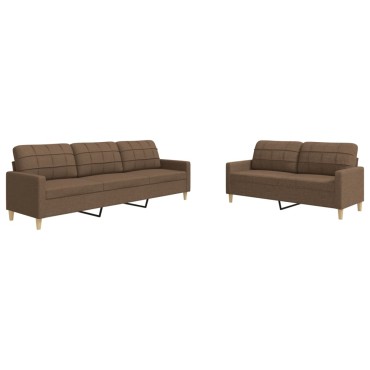 vidaXL Σετ Σαλονιού 2 τεμ. Καφέ Υφασμάτινο 157x77x80cm  Διθέσιος Τριθέσιος