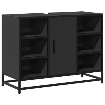 vidaXL Ντουλάπι Μπάνιου Νιπτήρα Μαύρο 80x33x60cm Επεξ. Ξύλο