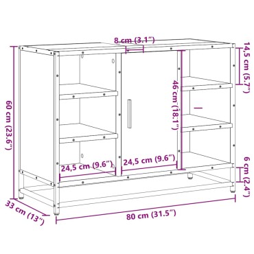 vidaXL Ντουλάπι Μπάνιου Νιπτήρα Μαύρο 80x33x60cm Επεξ. Ξύλο