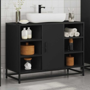 vidaXL Ντουλάπι Μπάνιου Νιπτήρα Μαύρο 80x33x60cm Επεξ. Ξύλο