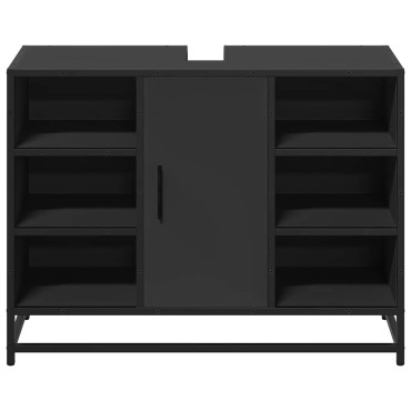 vidaXL Ντουλάπι Μπάνιου Νιπτήρα Μαύρο 80x33x60cm Επεξ. Ξύλο