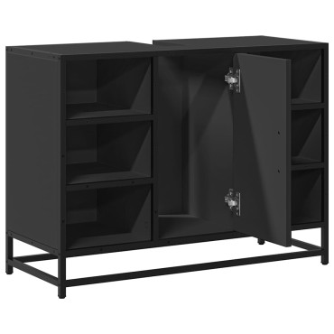 vidaXL Ντουλάπι Μπάνιου Νιπτήρα Μαύρο 80x33x60cm Επεξ. Ξύλο