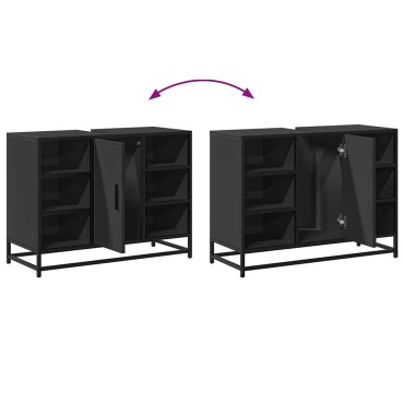 vidaXL Ντουλάπι Μπάνιου Νιπτήρα Μαύρο 80x33x60cm Επεξ. Ξύλο