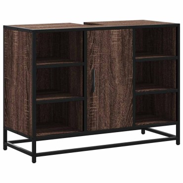 vidaXL Ντουλάπι Μπάνιου Νιπτήρα Καφέ Δρυς 80x33x60cm Επεξ. Ξύλο