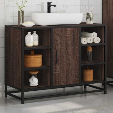 vidaXL Ντουλάπι Μπάνιου Νιπτήρα Καφέ Δρυς 80x33x60cm Επεξ. Ξύλο