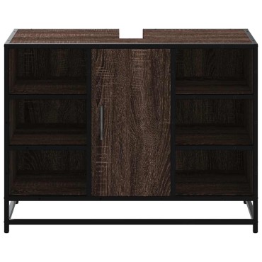 vidaXL Ντουλάπι Μπάνιου Νιπτήρα Καφέ Δρυς 80x33x60cm Επεξ. Ξύλο