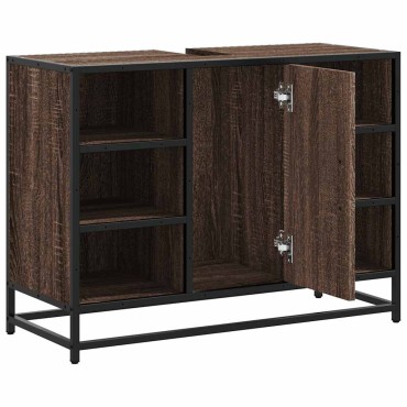 vidaXL Ντουλάπι Μπάνιου Νιπτήρα Καφέ Δρυς 80x33x60cm Επεξ. Ξύλο