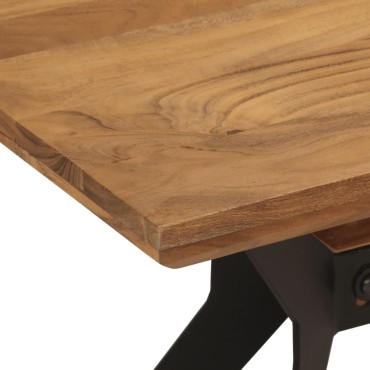 vidaXL Πάγκος Τραπεζαρίας 110x40x46cm Μασίφ Ξύλο Ακακίας/Ατσάλι 1 τεμ.