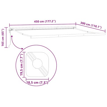 vidaXL Τέντα Πτυσσόμενη Αυτόματη Μπορντό 450x300 εκ.