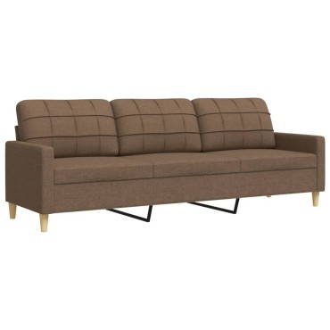 vidaXL Καναπές Τριθέσιος Καφέ Υφασμάτινος 226x77x80cm 1 τεμ.