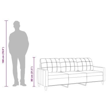 vidaXL Καναπές Τριθέσιος Καφέ Υφασμάτινος 226x77x80cm 1 τεμ.