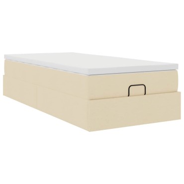 vidaXL Οθωμανικό κρεβάτι με στρώμα Cream 90x200cm ύφασμα