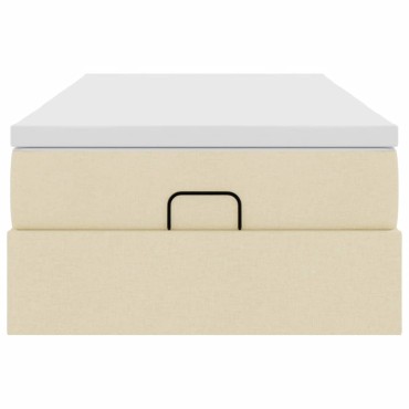vidaXL Οθωμανικό κρεβάτι με στρώμα Cream 90x200cm ύφασμα