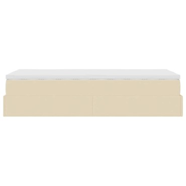 vidaXL Οθωμανικό κρεβάτι με στρώμα Cream 90x200cm ύφασμα