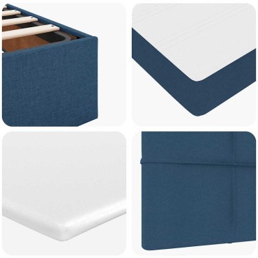 vidaXL Οθωμανικό κρεβάτι με στρώμα μπλε 90x200cm ύφασμα
