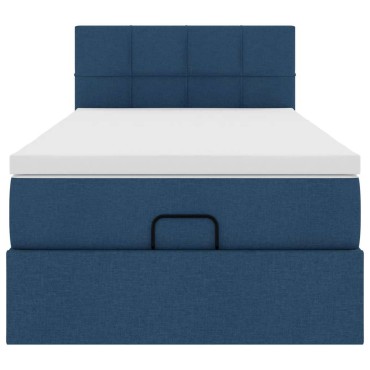 vidaXL Οθωμανικό κρεβάτι με στρώμα μπλε 90x200cm ύφασμα