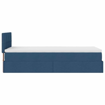vidaXL Οθωμανικό κρεβάτι με στρώμα μπλε 90x200cm ύφασμα