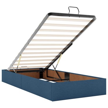 vidaXL Οθωμανικό κρεβάτι με στρώμα μπλε 90x200cm ύφασμα