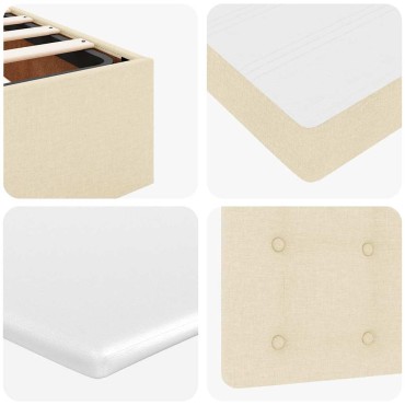 vidaXL Οθωμανικό κρεβάτι με στρώμα Cream 90x200cm ύφασμα