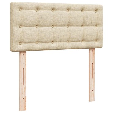 vidaXL Οθωμανικό κρεβάτι με στρώμα Cream 90x200cm ύφασμα