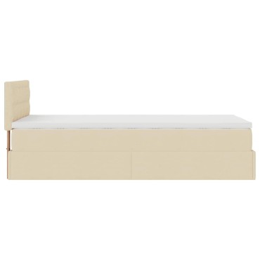 vidaXL Οθωμανικό κρεβάτι με στρώμα Cream 90x200cm ύφασμα