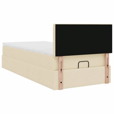 vidaXL Οθωμανικό κρεβάτι με στρώμα Cream 90x200cm ύφασμα