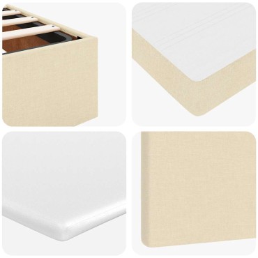 vidaXL Οθωμανικό κρεβάτι με στρώμα Cream 90x200cm ύφασμα