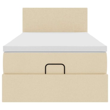vidaXL Οθωμανικό κρεβάτι με στρώμα Cream 90x200cm ύφασμα