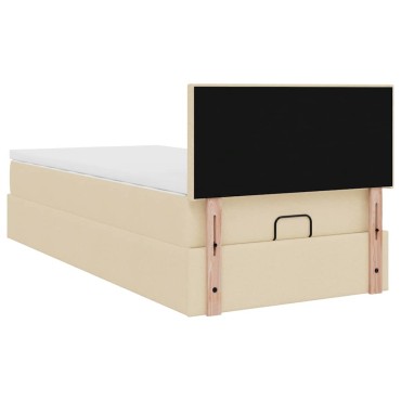 vidaXL Οθωμανικό κρεβάτι με στρώμα Cream 90x200cm ύφασμα