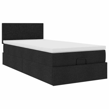 vidaXL Οθωμανικό κρεβάτι με στρώμα Μαύρο 80x200cm Ύφασμα