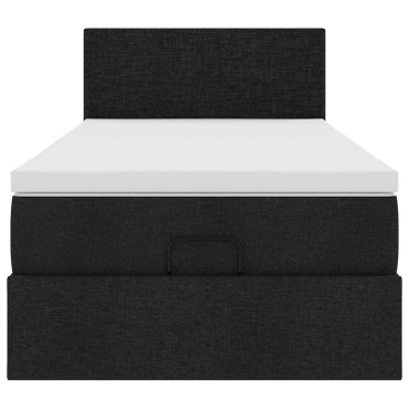 vidaXL Οθωμανικό κρεβάτι με στρώμα Μαύρο 80x200cm Ύφασμα