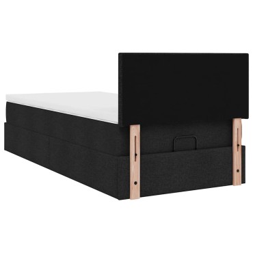 vidaXL Οθωμανικό κρεβάτι με στρώμα Μαύρο 80x200cm Ύφασμα