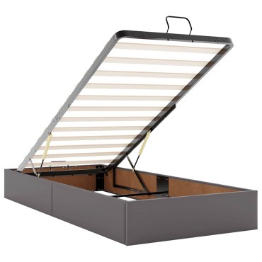 vidaXL Οθωμανικό κρεβάτι με στρώμα Γκρι 90x200cm Faux Leather