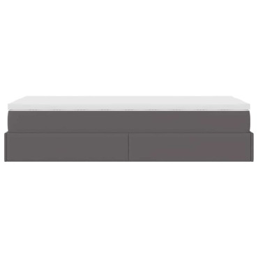 vidaXL Οθωμανικό κρεβάτι με στρώμα Γκρι 90x200cm Faux Leather