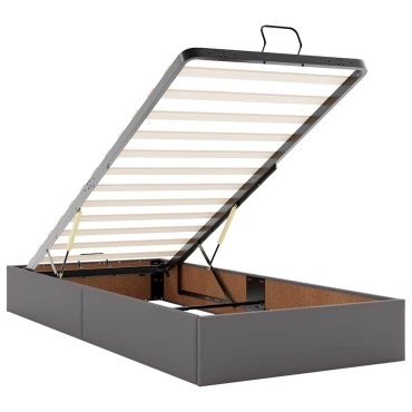 vidaXL Οθωμανικό κρεβάτι με στρώμα Γκρι 90x200cm Faux Leather