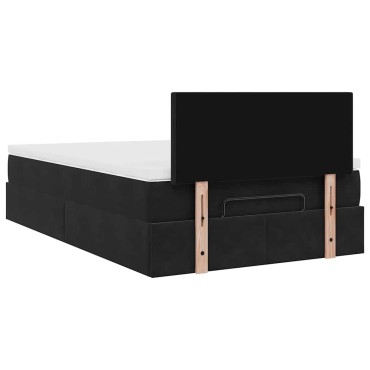 vidaXL Οθωμανικό κρεβάτι με στρώμα & LEDs Μαύρο 120x190cm Velvet