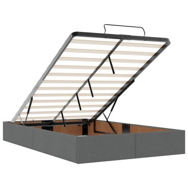 vidaXL Οθωμανικό κρεβάτι με στρώμα & LEDs Σκούρο γκρι 120x190cm Ύφασμα