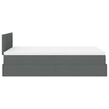 vidaXL Οθωμανικό κρεβάτι με στρώμα & LEDs Σκούρο γκρι 120x190cm Ύφασμα