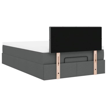 vidaXL Οθωμανικό κρεβάτι με στρώμα & LEDs Σκούρο γκρι 120x190cm Ύφασμα