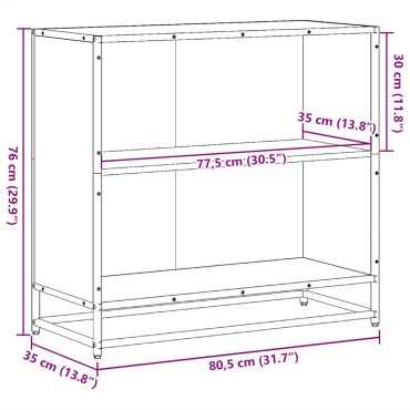 vidaXL Βιβλιοθήκη Χρώμα Sonoma Δρυς 80,5x35x76cm Επεξεργασμένο Ξύλο 1 τεμ.