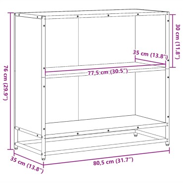 vidaXL Βιβλιοθήκη Καφέ Δρυς 80,5x35x76cm Επεξεργασμένο Ξύλο 1 τεμ.
