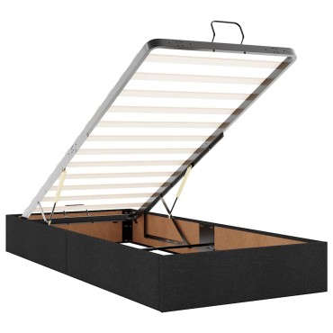 vidaXL Οθωμανικό κρεβάτι με στρώμα & LEDs Μαύρο 80x200cm ύφασμα