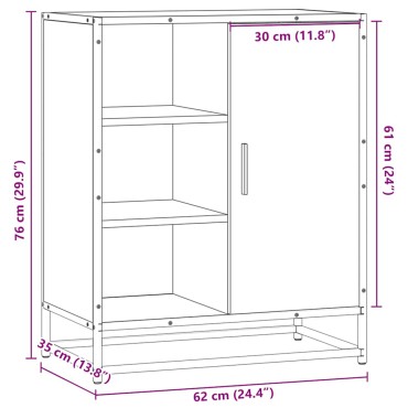 vidaXL Μπουφές Μαύρος 62x35x76cm από Επεξεργασμένο Ξύλο 1 τεμ.