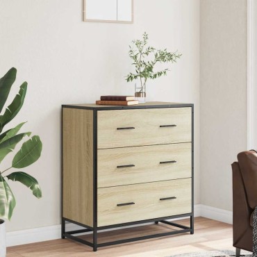 vidaXL Sideboard Sonoma Oak 68x35x76cm Κατασκευασμένο ξύλο και μέταλλο 1 τεμ.