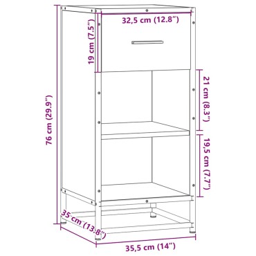vidaXL Συρταριέρα Sonoma Δρυς 35,5x35x76cm Επεξ. Ξύλο + Μέταλλο 1 τεμ.