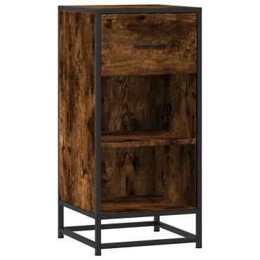 vidaXL Ραφιέρα Καπνιστή Δρυς 35,5x35x76cm Επεξ. Ξύλο + Μέταλλο 1 τεμ.
