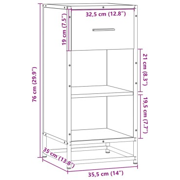 vidaXL Ραφιέρα Καπνιστή Δρυς 35,5x35x76cm Επεξ. Ξύλο + Μέταλλο 1 τεμ.