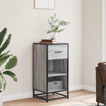 vidaXL Ραφιέρα Γκρι Sonoma 35,5x35x76cm Επεξ. Ξύλο + Μέταλλο 1 τεμ.